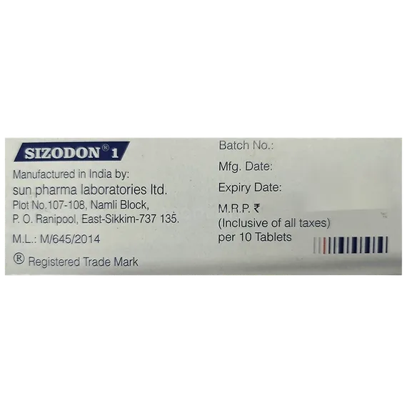 sizodon 1mg tablet 10's